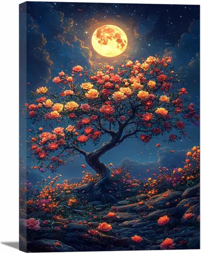 Vista 35 de VOCBAN Tree of Life Canvas Wall Art Painting Poster Nature Print Canvas Wall Art Print Artwork Living Room Bedroom Office Hallway Picture(black