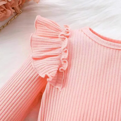 Vista 5 de Conjunto de suéter de punto de manga larga y falda plisada para bebé niña de 2t 3t 4t