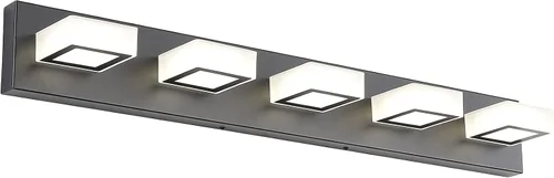 Vista 54 de Ralbay - Luz LED negra para tocador de baño, moderna, atenuable con 5 temperaturas de color, accesorios de iluminación de pared de acrílico negro