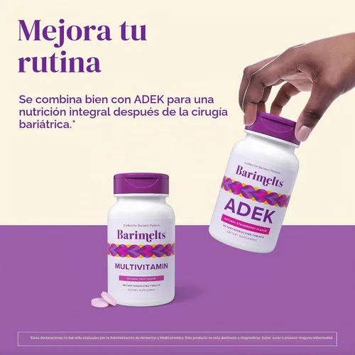 Vista 7 de BariMelts Multivitamin, vitaminas solubles para personas con sobrepeso, sin azúcar, sabor natural de frutas, sin OMG, tabletas de disolución rápida