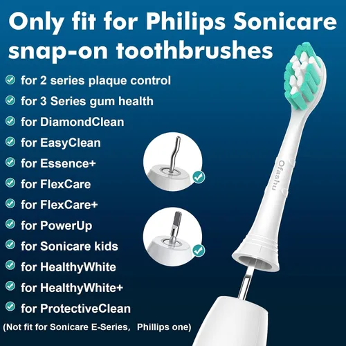 Vista 3 de Cabezales de repuesto compatibles con Philips Sonicare Protectiveclean C1 C2 4100 5100 6100 9024 6250, blanco, 10 cabezales de cepillo eléctrico