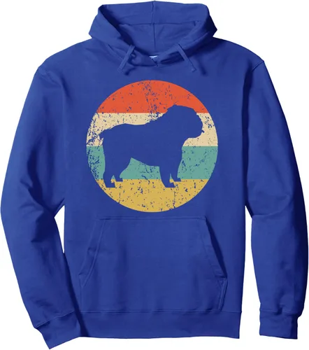 Vista 3 de Sudadera con capucha de Bulldog Inglés, retro, con capucha para perro Bulldog Inglés, Negro, S