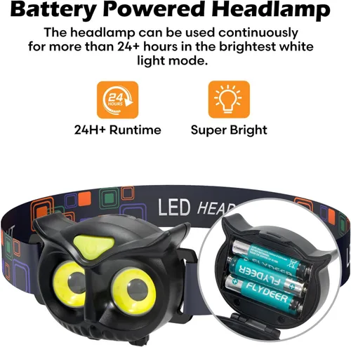 Vista 4 de Linterna frontal para niños, lámpara LED con 4 modos, IPX5 impermeable para la frente, linterna de cabeza para adultos y niños al aire libre