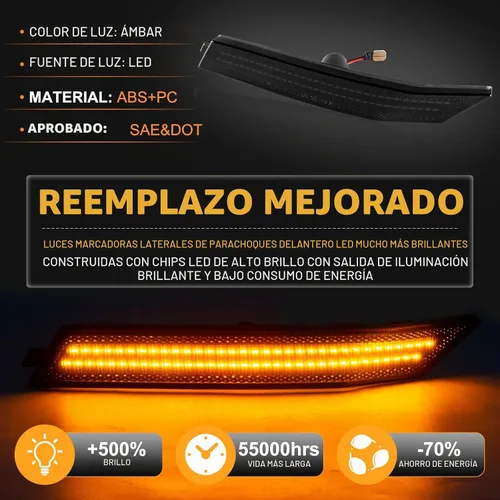 Vista 3 de Gempro Luces LED de Marcador Lateral del Parachoques Delantero para Ford Fusion 2006-2009 Lámparas de Señal de Estacionamiento Lente Ahumado, 2