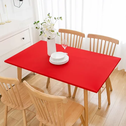 Vista 29 de Wolkemer Mantel Cuadrado Ajustado de Spandex Elástico Rojo Cubierta para Mesa de Cóctel con Borde Elástico Cobertor de Mesa para Comedor Boda Fiesta