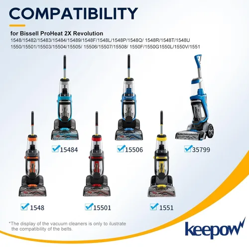 Vista 2 de KEEPOW 1606428 - Correa de repuesto compatible con modelos Bissell ProHeat 2X Revolution 1548 1550 1551 35799, paquete de 2