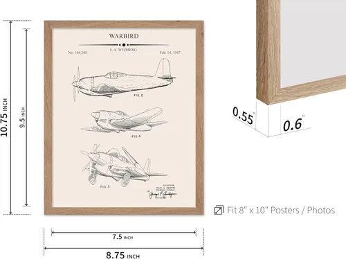Vista 3 de Poster Master Juego de 6 Pósters Vintage de Planos de Aviación - Impresión de Patente de Avión - Arte de Aeronaves - Arte de Aviación - Arte