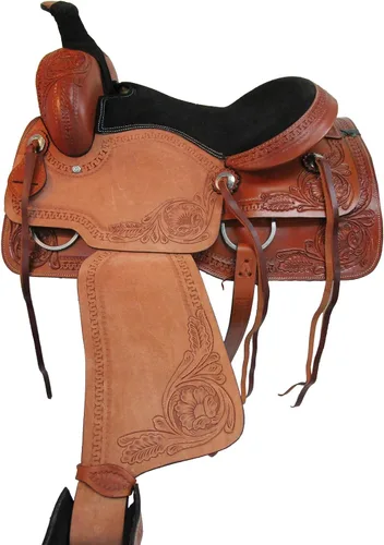 Vista 7 de Sillín Western Trail Caballo Placer Cómodo Paseo Herramientas Rodeo Cowboy Sillines 15 16 17 18 FQHB