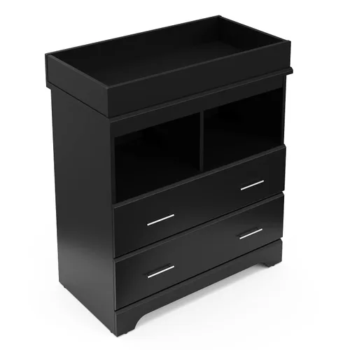 Vista 8 de Storkcraft Brookside Cómoda de 2 cajones con cambiador encima (negro) – Certificado Gold GREENGUARD, cómoda de cajones y cubos fácil de combinar