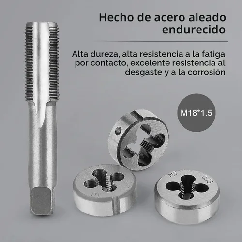 Vista 7 de Juego de 110 piezas de roscas métricas y troqueles, roscas métricas M2-M18 para cortar roscas externas e internas, vienen con estuche