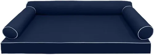 Vista 2 de * Solo funda*-Estilo 6 fundas de almohada para colchón de sofá cama para exteriores, fundas de almohada con ribete de tubería de contraste