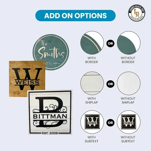 Vista 4 de Lumber Reveal USA Letreros personalizados con nombre de familia para decoración del hogar, letrero de madera cortado con láser con diseño de varias