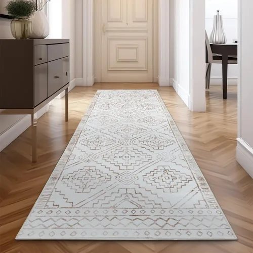 Vista 42 de jinchan - Tapete de pasillo marroquí de 2 x 6 pies con líneas, bohemio, lavable, para cocina, suave, geométrico, de lana sintética, antideslizante