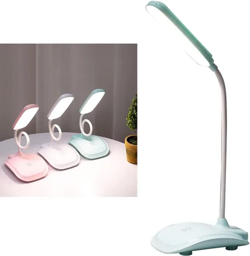 Vista 10 de Lámpara de escritorio LED, control táctil, temperatura de color de tres niveles, carga USB, lámpara de mesa, luz de lectura para dormitorio, Blanco