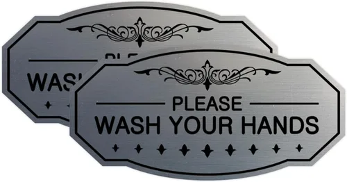 Vista 16 de Signs ByLITA Letrero Victoriano Please Wash Your Hands (Negro) - Pequeño
