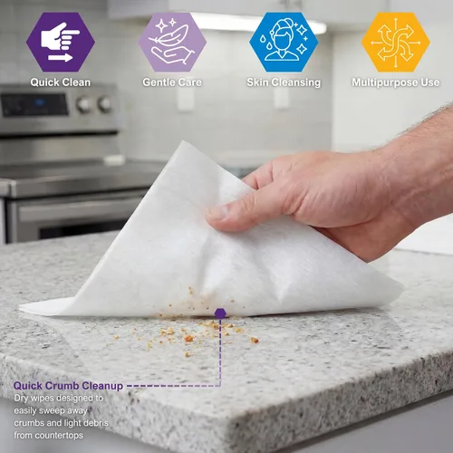 Vista 3 de MED PRIDE Toallitas secas desechables para adultos, toallas personales suaves y absorbentes, 800 unidades a granel, cuidado de la incontinencia