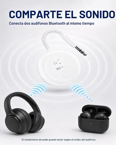 Vista 3 de Avantree SoundJet R1 - Adaptador Bluetooth de avión de 25 horas para todos los AirPods (Pro/Max) con chipset Qualcomm y aptX Adaptive, transmisor