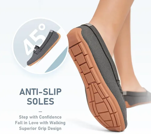 Vista 6 de JBB Mocasines de punto para mujer, mocasines Penny cómodos, sin cordones, zapatos para caminar y lanchos..