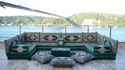 Vista 2 de arabicsofa Cojines de asiento de piso de 8 pulgadas de grosor - Juego de sofá árabe Majlis para habitación de invitados