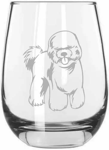 Vista 264 de Shar Pei (chino) - Vaso de vino sin tallo grabado para perro, 15.25 onzas