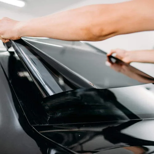 Vista 5 de Película tintada para ventana de automóvil, rollo de 20% VLT negro, ajuste universal, ancho de 20 pulgadas x largo 20 pies de largo, rollo