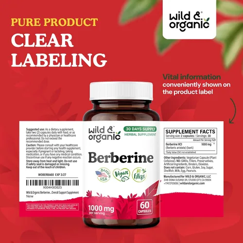 Vista 9 de Wild & Organic Berberina Suplemento Cápsulas 1000 mg