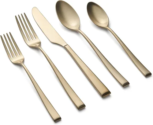 Vista 4 de CAMBRIDGE Silversmiths Marlise - Juego de cubiertos de satén negro de 20 piezas, servicio para 4