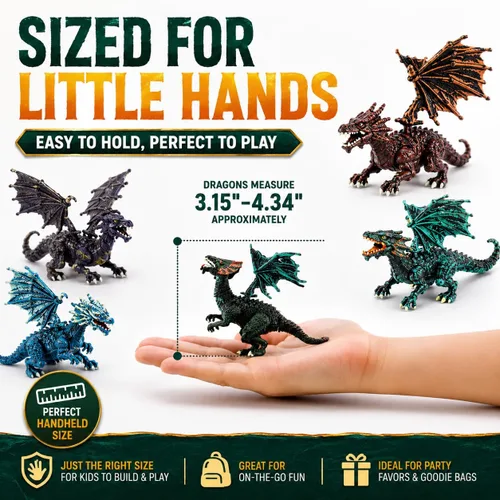Vista 3 de [12 unidades] Deluxe figuras de dragón 3D realista – Puzzles Figura de dragón en huevos regalitos de Fiesta para niños juguete (5-pulgadas)