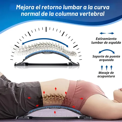 Vista 5 de MINOLL Estirador de espalda para aliviar el dolor de espalda baja, tablero ajustable de múltiples niveles de arco lumbar, dispositivo