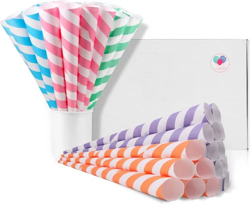 Vista 10 de Conos de algodón de azúcar, paquete de 30 unidades pastel para bebé, conos de papel multicolor de Candy Park para máquinas de algodón de azúcar