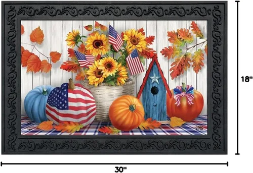 Vista 2 de Briarwood Lane Felpudo patriótico de otoño americano