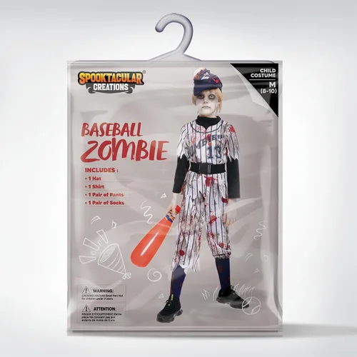 Vista 6 de Spooktacular Creations Disfraces de jugador de béisbol zombi para niños, disfraz de Halloween aterrador para niños, fiestas de Halloween