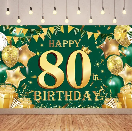 Vista 3 de Cartel de feliz cumpleaños número 100 de oro verde, 3.6 x 6 pies, montaje en pared, fiesta, cumpleaños