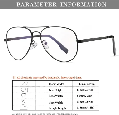 Vista 7 de HJSTES Gafas de Aviador con Lentes Transparentes de Luz Azul para Mujeres y Hombres, Montura de Piloto Clásica, Anteojos sin Prescripción