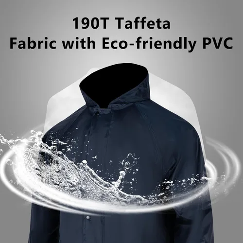 Vista 6 de Chaqueta impermeable de seguridad para hombre, reflectante, de PVC, impermeable, azul marino