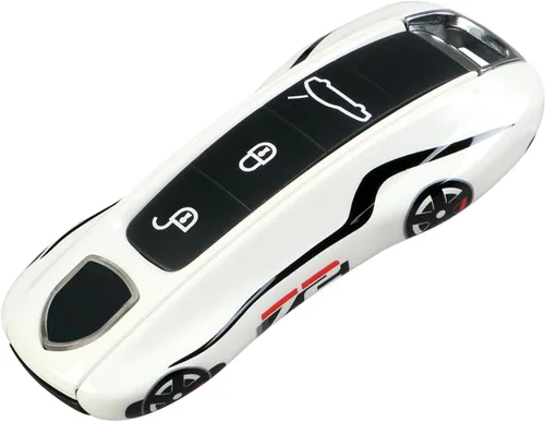 Vista 8 de Funda para llaves Porsche Panamera 911, llavero de protección de llave de coche para Porsche Cayenne Taycan Gris precise cutouts soft leather