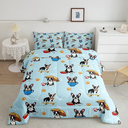 Vista 37 de Feelyou Juego de edredón de dibujos animados de gatos, juego de edredón de gatitos y flores, para niños, niñas, adolescentes, mascotas, gatos, juego