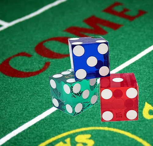 Vista 5 de Lote a granel de 6* dados pulidos de los casinos de Las Vegas, colores surtidos azul, verde, morado y rojo. Perfecto para póker, Farkle, Yahtzee