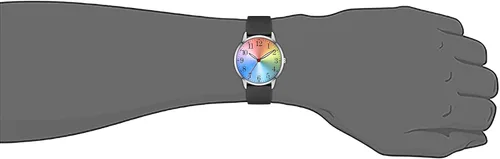 Vista 5 de Letoff Reloj analógico clásico, esfera arcoíris con números arábigos, banda de silicona, resistente al agua hasta 98.4 ft