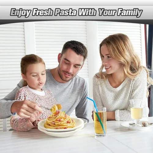 Vista 12 de Sailnovo Máquina para hacer pasta, máquina para hacer pasta de rodillo 180, 9 ajustes de grosor ajustables, máquina de fideos 2 en 1 con rodillos