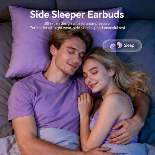 Vista 4 de Xmenha Auriculares invisibles inalámbricos con Bluetooth, para dormir de lado, pequeños y pequeños, pequeños y pequeños, de perfil bajo, discretos