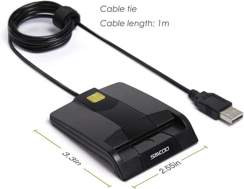 Vista 4 de SAICOO Lector de tarjetas inteligentes DOD militar USB de acceso común CAC lector de tarjetas, compatible con Mac OS, Win (versión horizontal)