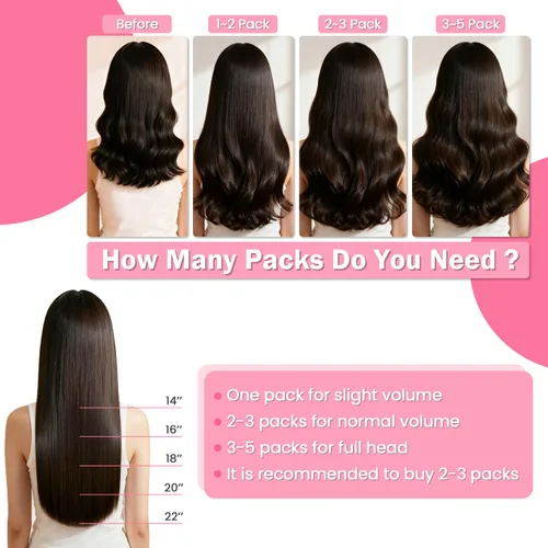 Vista 9 de Extensiones de cabello humano real color negro azabache, extensiones de cabello humano 100% Remy, sedosas y lacias, para mujeres, 20 unidades por