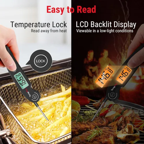 Vista 5 de ThermoPro TP605 Termómetro Digital de Lectura Instantánea para Carne para Cocinar, Termómetro de Alimentos Impermeable con Retroiluminación