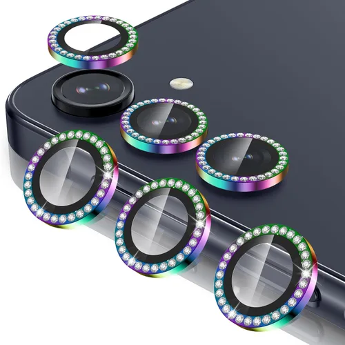Vista 159 de Casetego Protector de lente de cámara para Galaxy Z Fold 8, [Diseño de purpurina mejorado], [Fuerte adherencia], lente de vidrio templado 9H negro