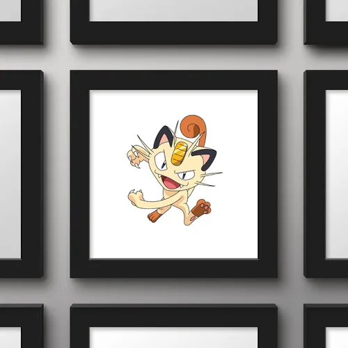 Vista 3 de Trends International Gallery Pops Pokemon - Póster de pared de Meowth, 12 x 12 pulgadas, versión enmarcada en negro