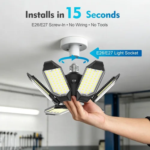 Vista 7 de TANBABY Luces de garaje con sensor de movimiento de 260 W, 30000 lm luces de tienda con control remoto 3 modos (encendido/apagado/automático)