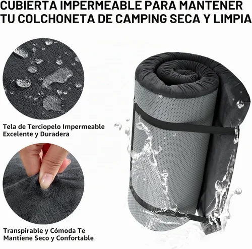 Vista 3 de HOMBYS Colchón de Camping de Espuma Viscoelástica Impermeable de 3 Pulgadas de Grosor para Dormir al Aire Libre, Almohadilla de Colchón Portátil