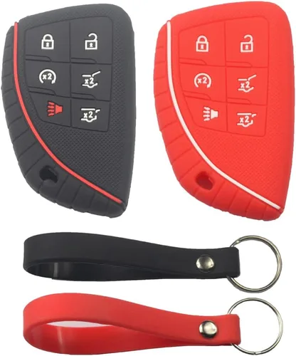 Vista 8 de 2 fundas para llavero con 6 botones compatibles con Chevrolet, 2 piezas negro