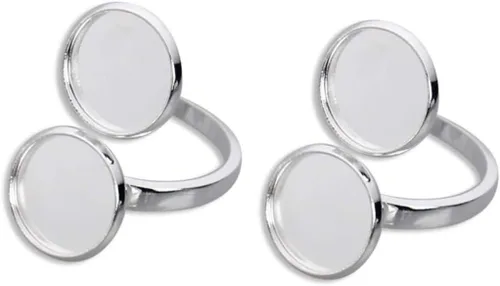 Vista 3 de EXCEART 10 piezas de soporte de anillo ajustable base de anillo bandeja de anillo soporte redondo en blanco base de cabujón bandeja de servir